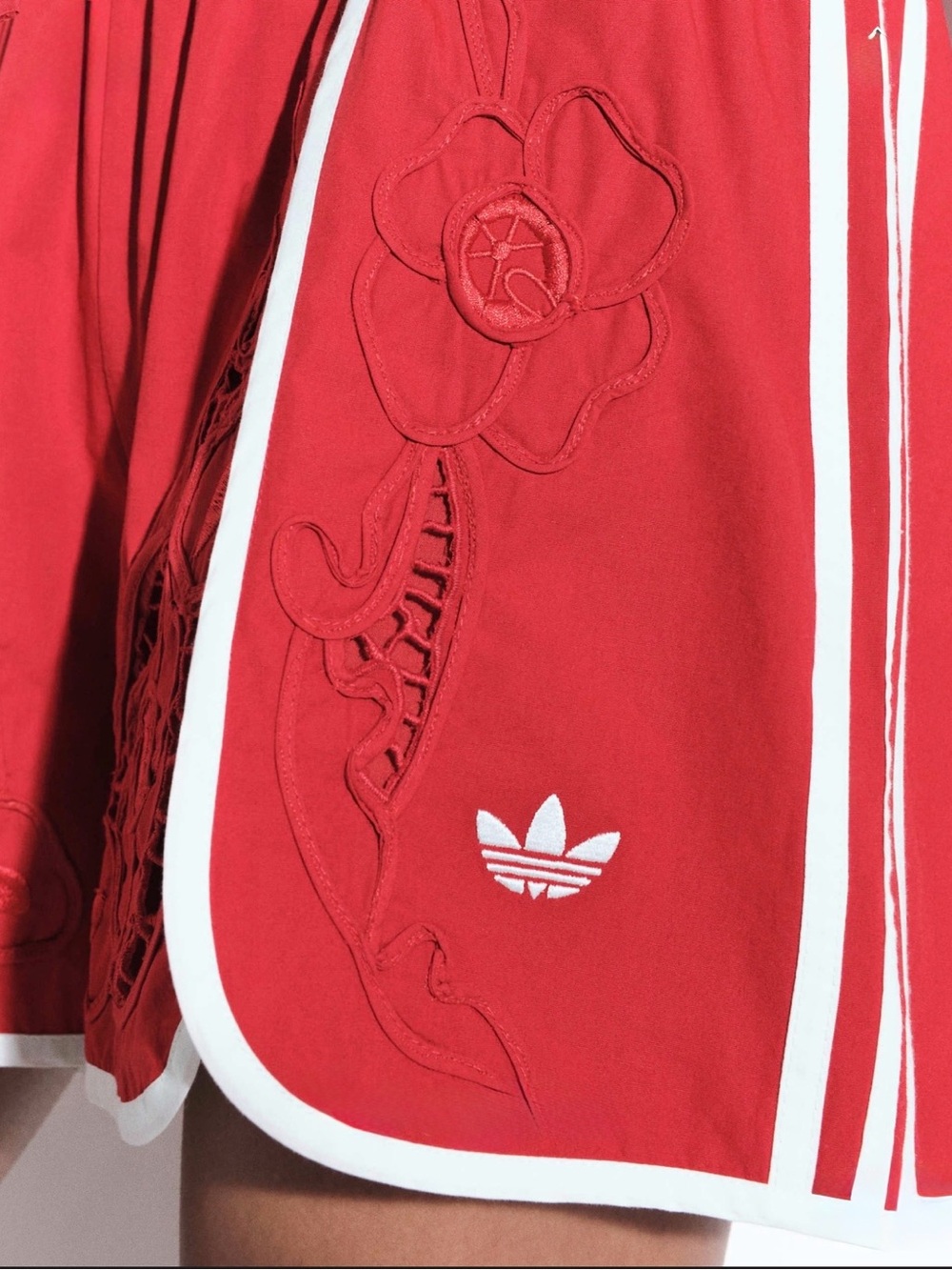 NWT adidas Originals x ASOS cutwork sprinter shorts in red - Picture 5 of 10